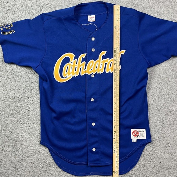 Vintage St Cloud Cathedral Baseball Jersey Minnesota High School Rawlings Sz 46 - Picture 10 of 11